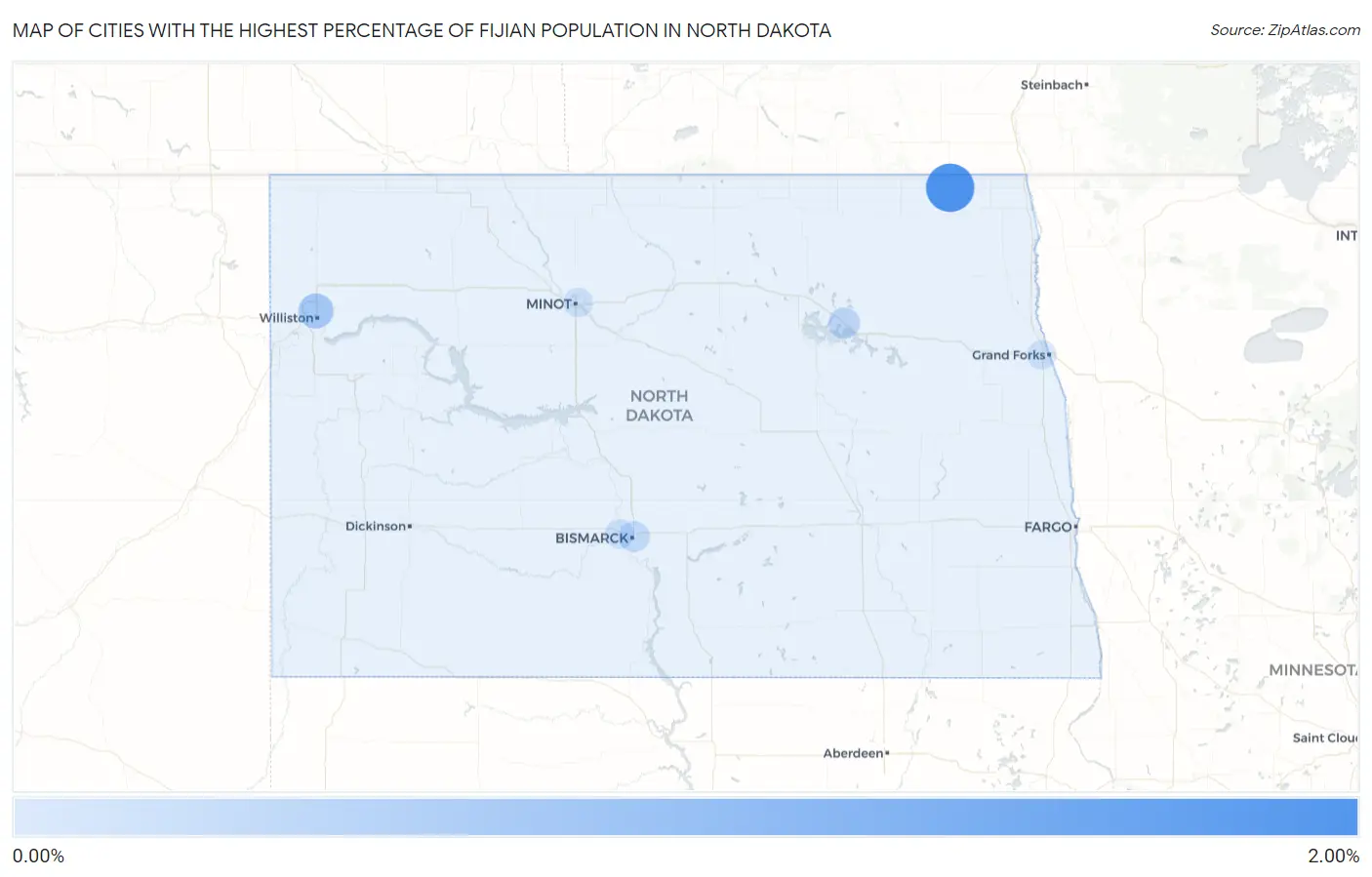 Cities with the Highest Percentage of Fijian Population in North Dakota Map
