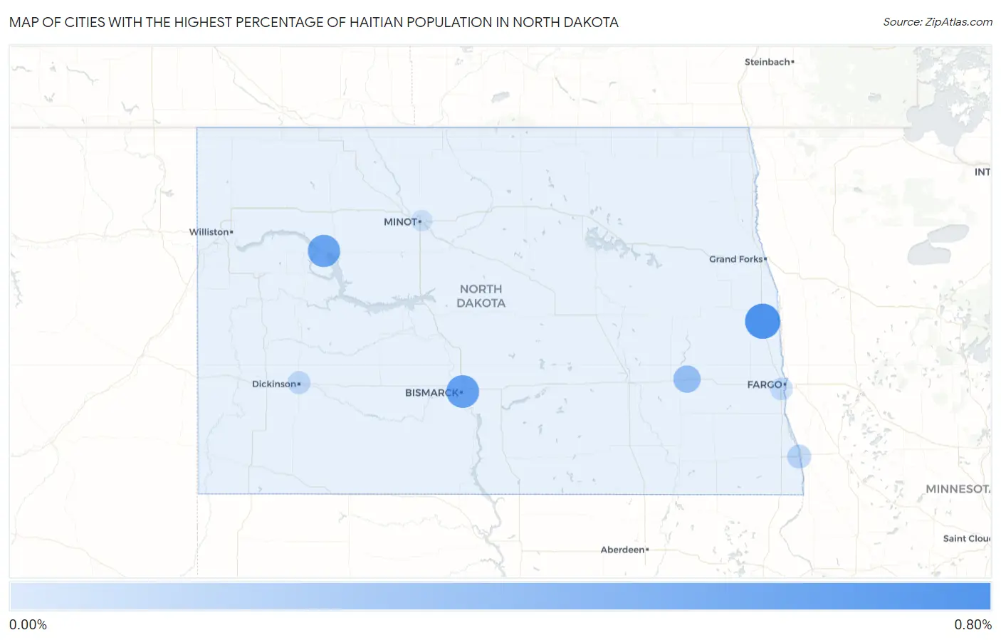 Cities with the Highest Percentage of Haitian Population in North Dakota Map