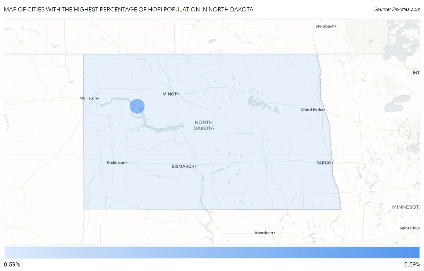 Cities with the Highest Percentage of Hopi Population in North Dakota Map