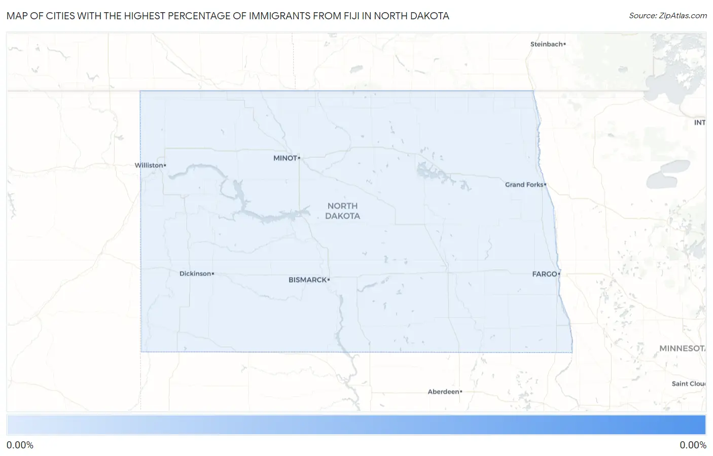 Cities with the Highest Percentage of Immigrants from Fiji in North Dakota Map