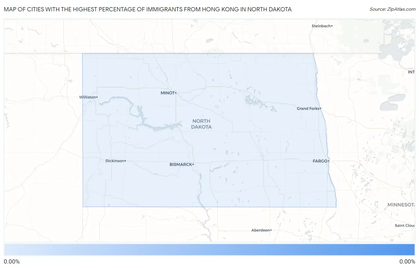 Cities with the Highest Percentage of Immigrants from Hong Kong in North Dakota Map