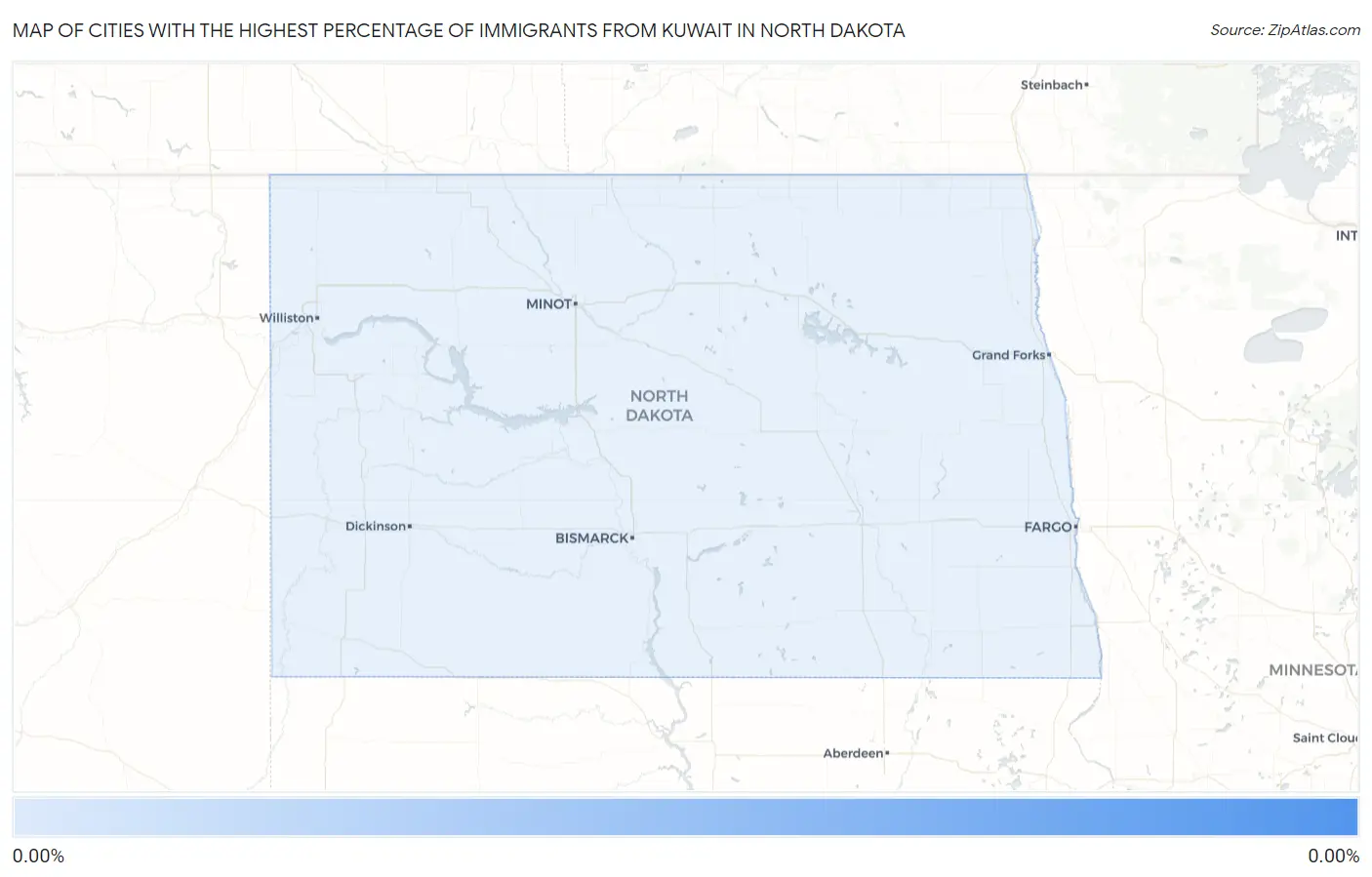 Cities with the Highest Percentage of Immigrants from Kuwait in North Dakota Map