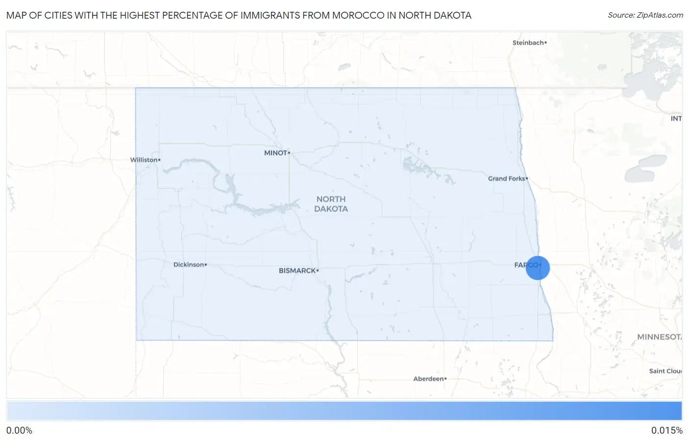 Cities with the Highest Percentage of Immigrants from Morocco in North Dakota Map