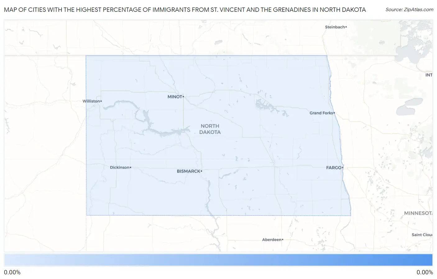 Cities with the Highest Percentage of Immigrants from St. Vincent and the Grenadines in North Dakota Map
