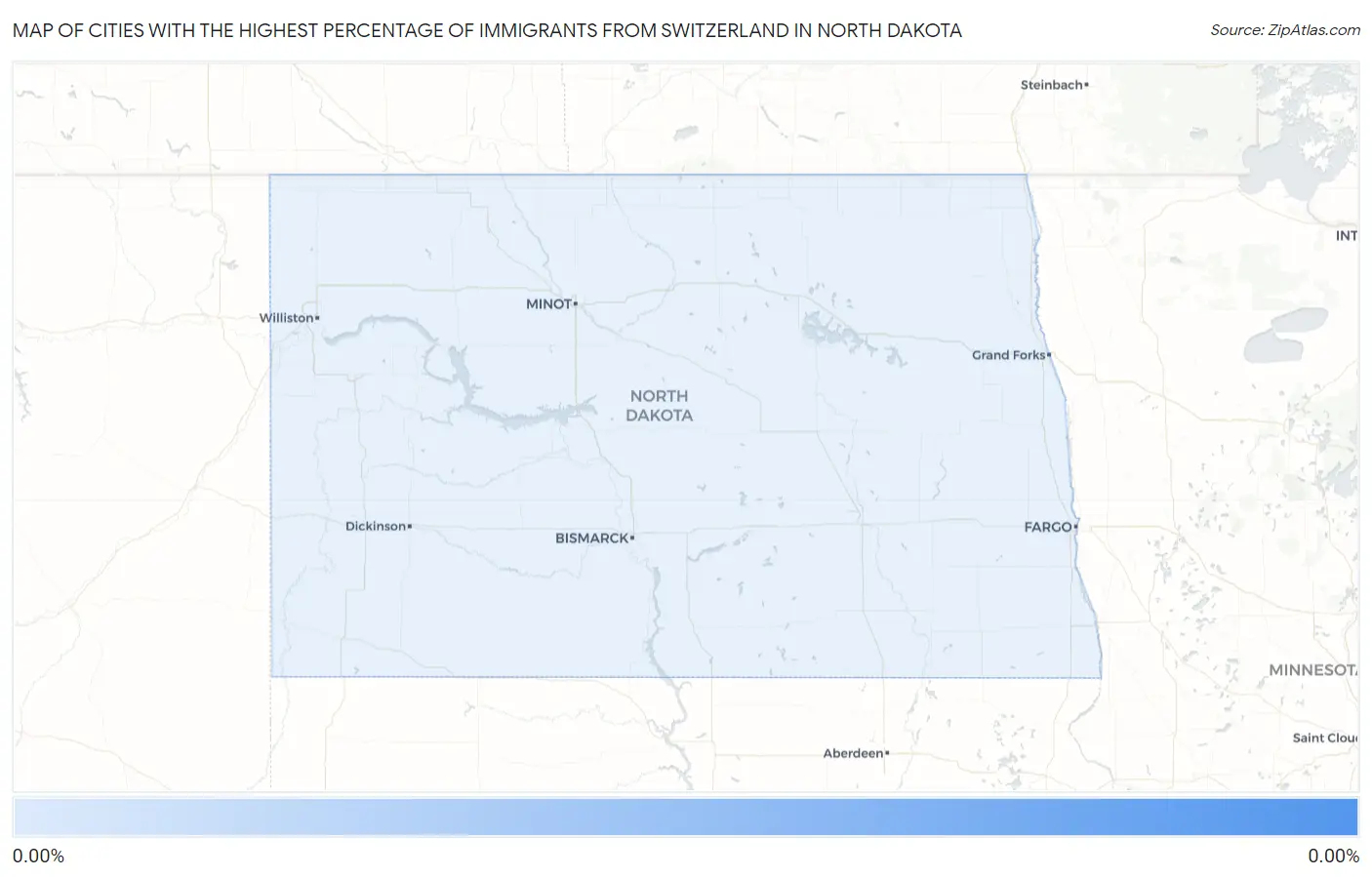 Cities with the Highest Percentage of Immigrants from Switzerland in North Dakota Map