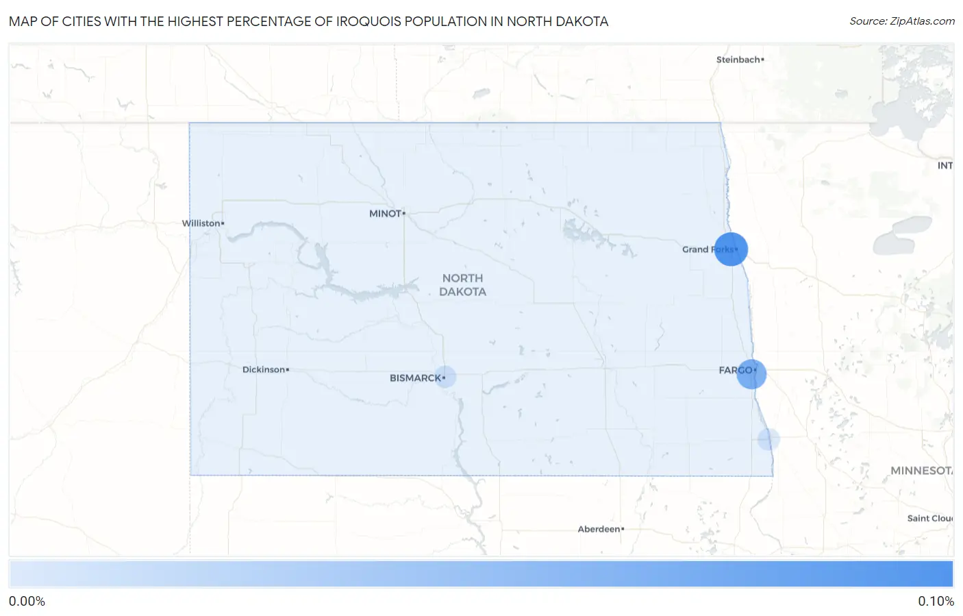 Cities with the Highest Percentage of Iroquois Population in North Dakota Map