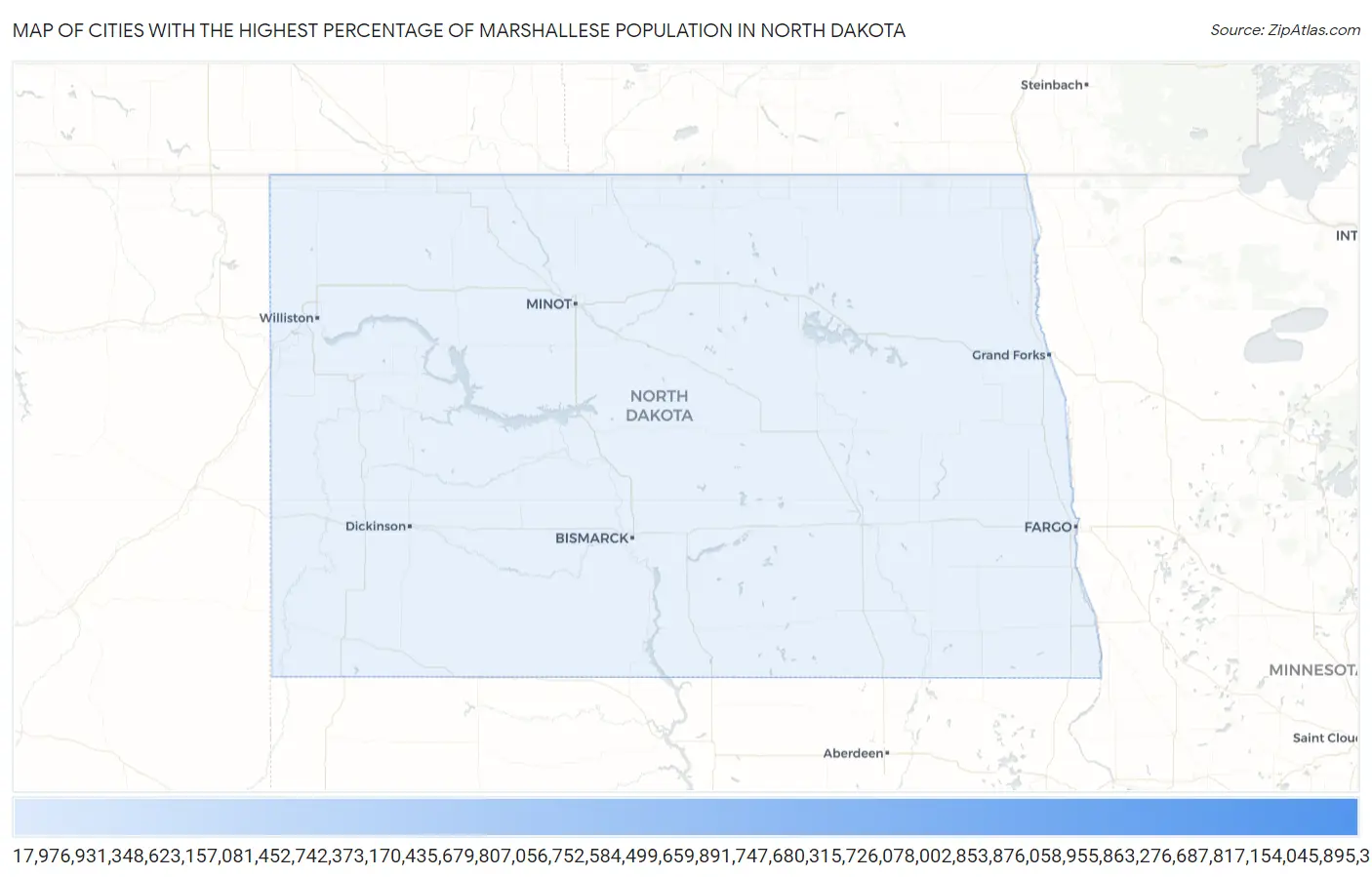 Cities with the Highest Percentage of Marshallese Population in North Dakota Map