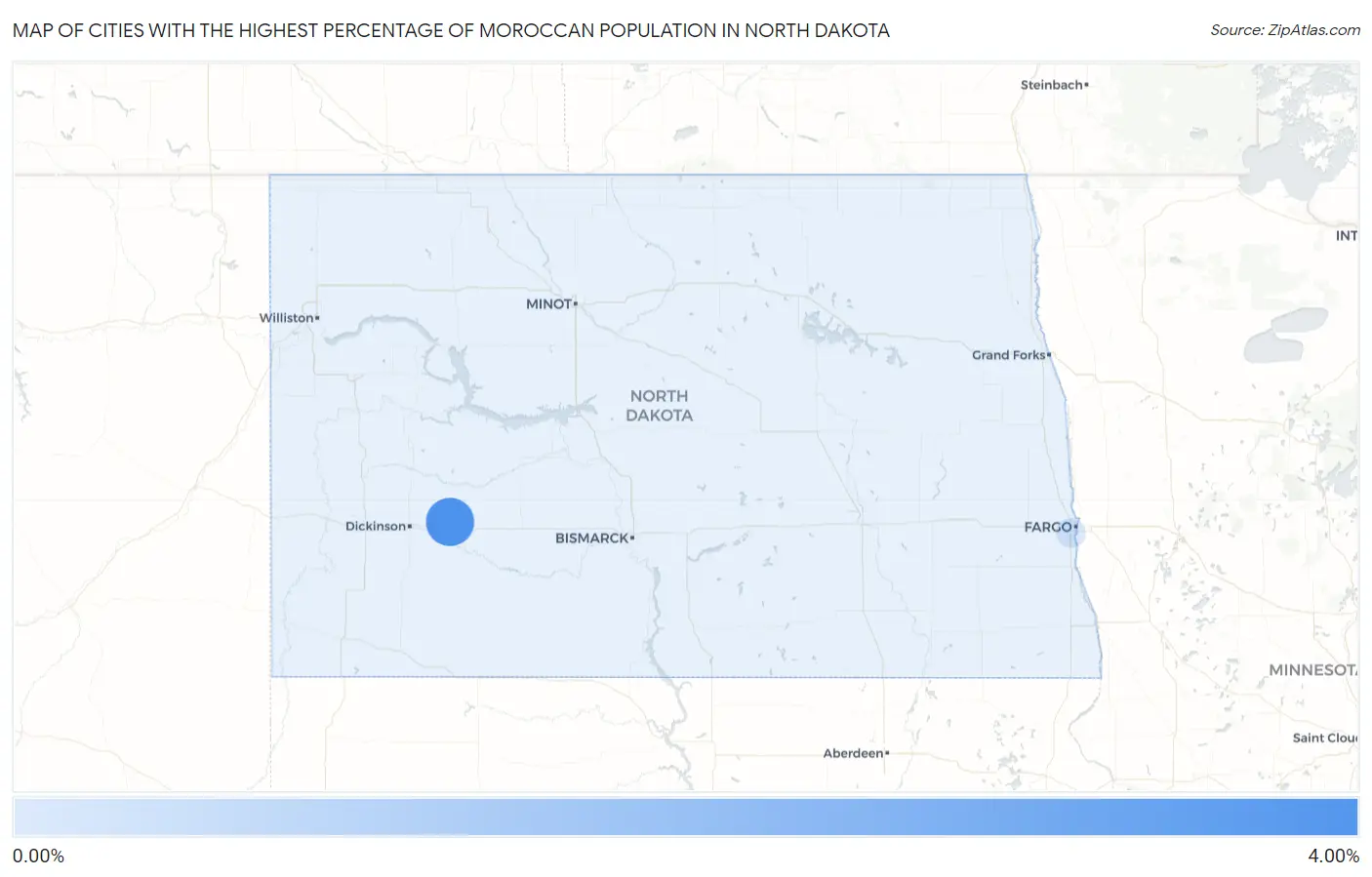 Cities with the Highest Percentage of Moroccan Population in North Dakota Map