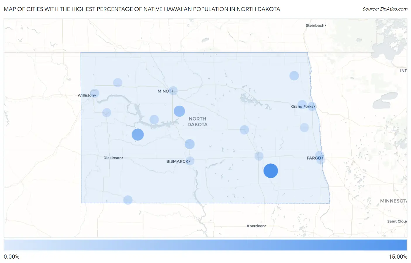 Cities with the Highest Percentage of Native Hawaiian Population in North Dakota Map