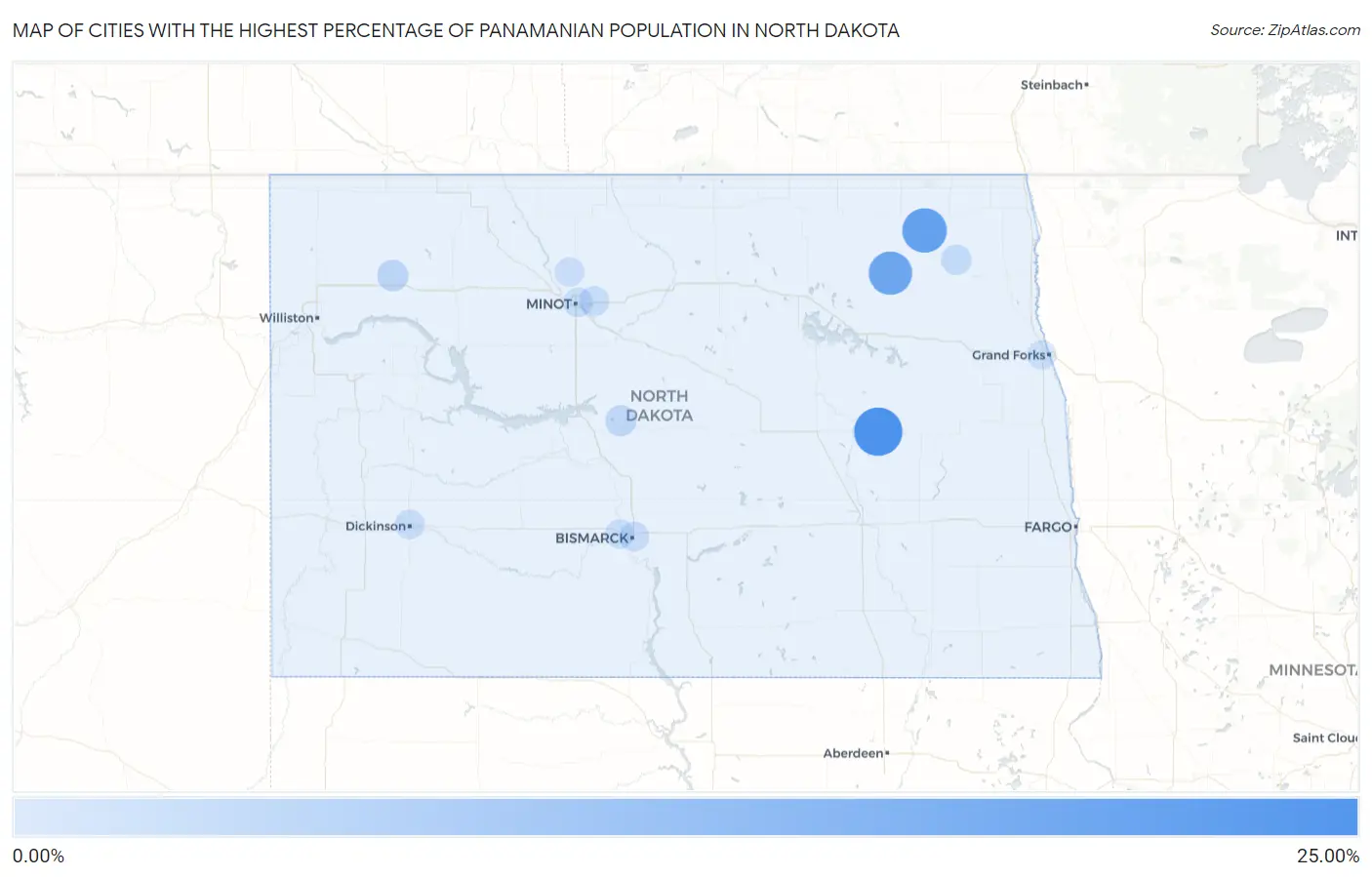 Cities with the Highest Percentage of Panamanian Population in North Dakota Map