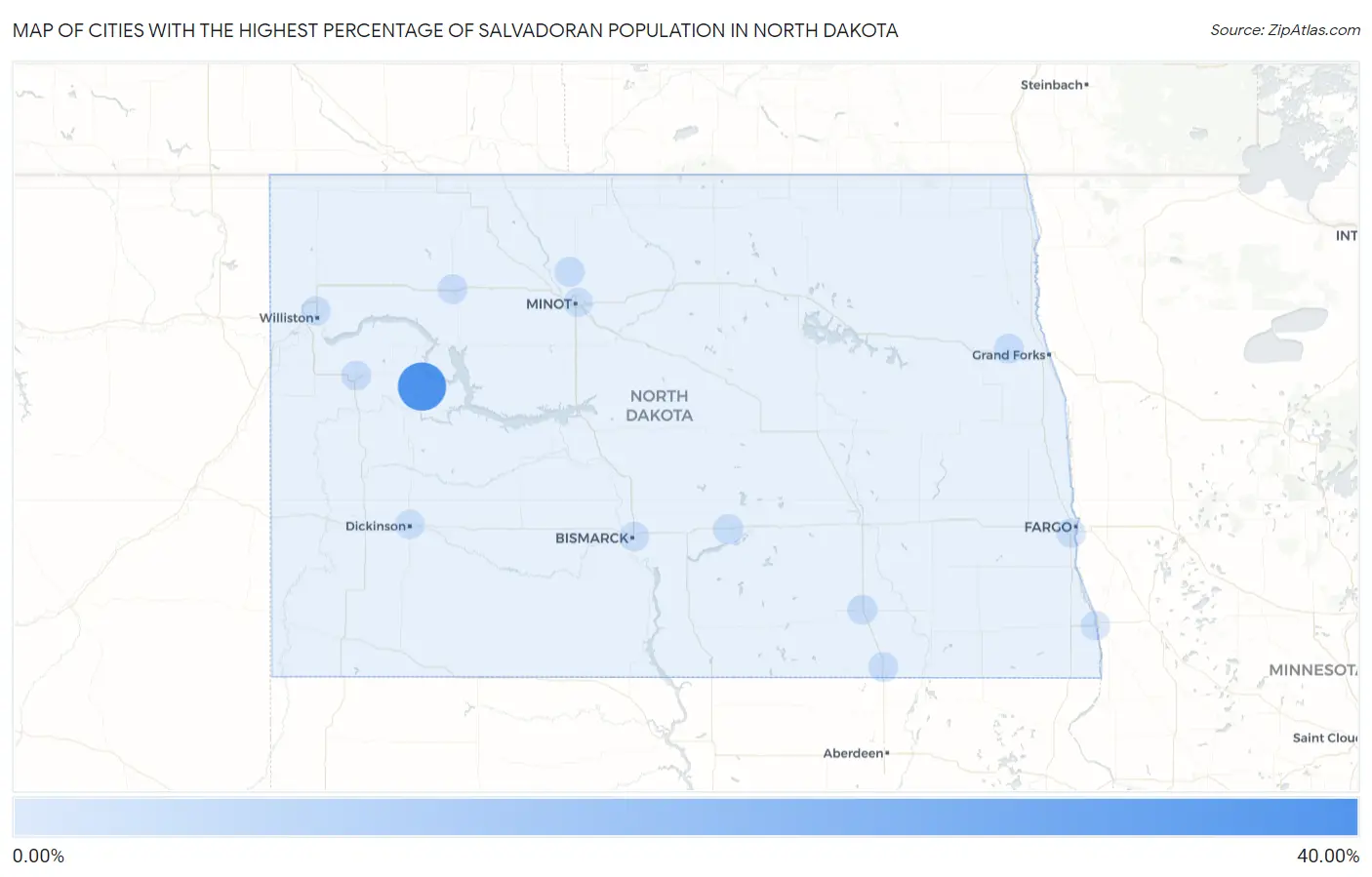 Cities with the Highest Percentage of Salvadoran Population in North Dakota Map