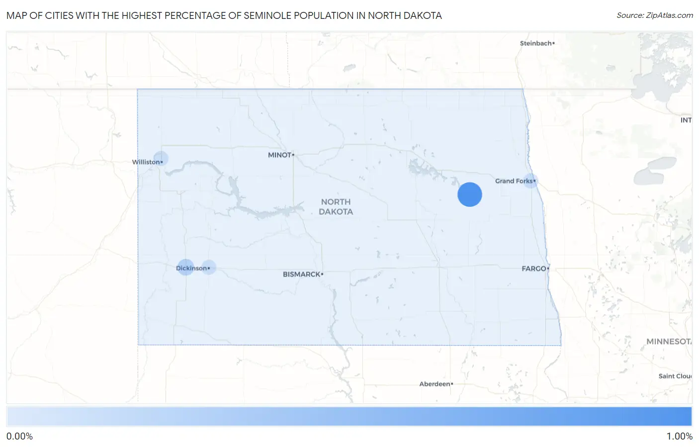 Cities with the Highest Percentage of Seminole Population in North Dakota Map