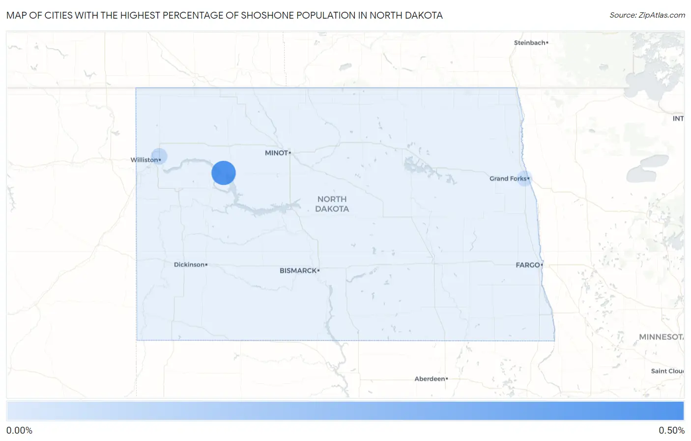 Cities with the Highest Percentage of Shoshone Population in North Dakota Map