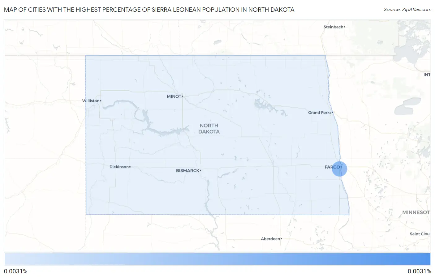 Cities with the Highest Percentage of Sierra Leonean Population in North Dakota Map