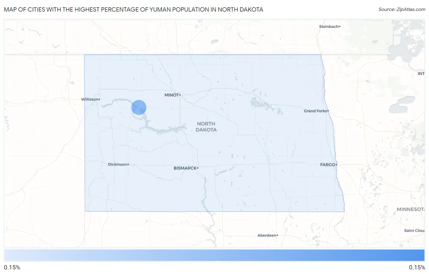Cities with the Highest Percentage of Yuman Population in North Dakota Map