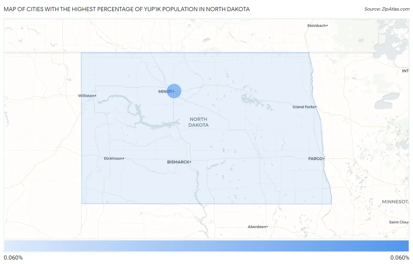 Cities with the Highest Percentage of Yup'ik Population in North Dakota Map