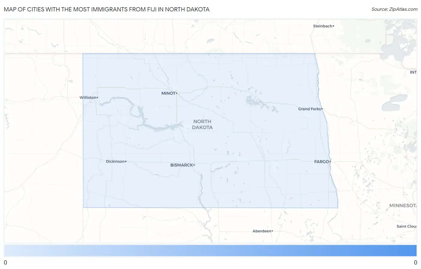 Cities with the Most Immigrants from Fiji in North Dakota Map