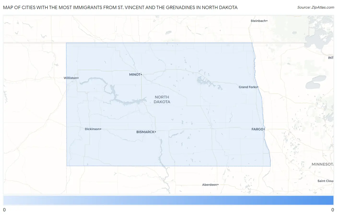 Cities with the Most Immigrants from St. Vincent and the Grenadines in North Dakota Map