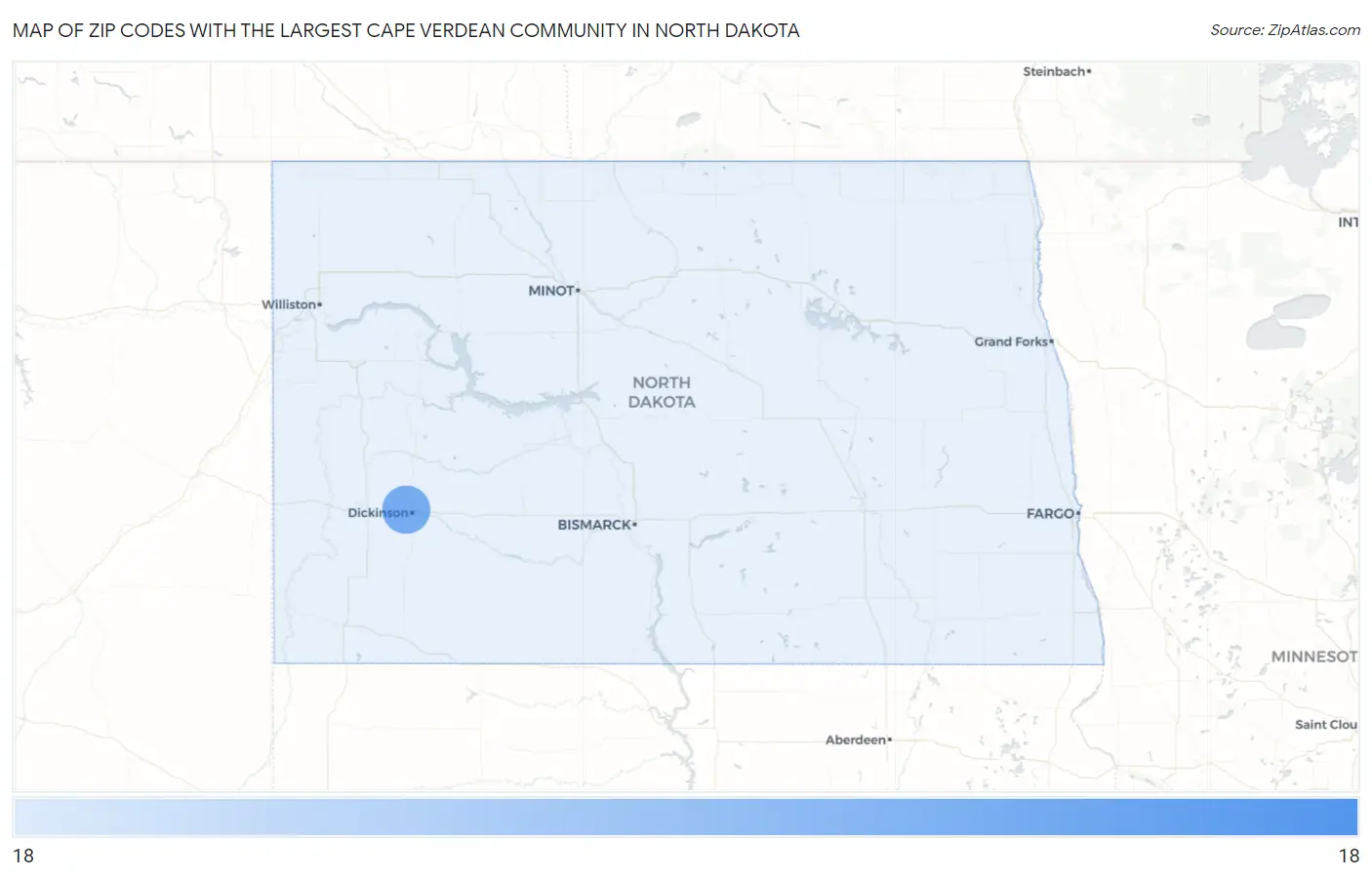 Zip Codes with the Largest Cape Verdean Community in North Dakota Map