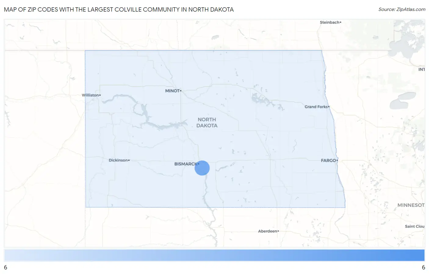 Zip Codes with the Largest Colville Community in North Dakota Map