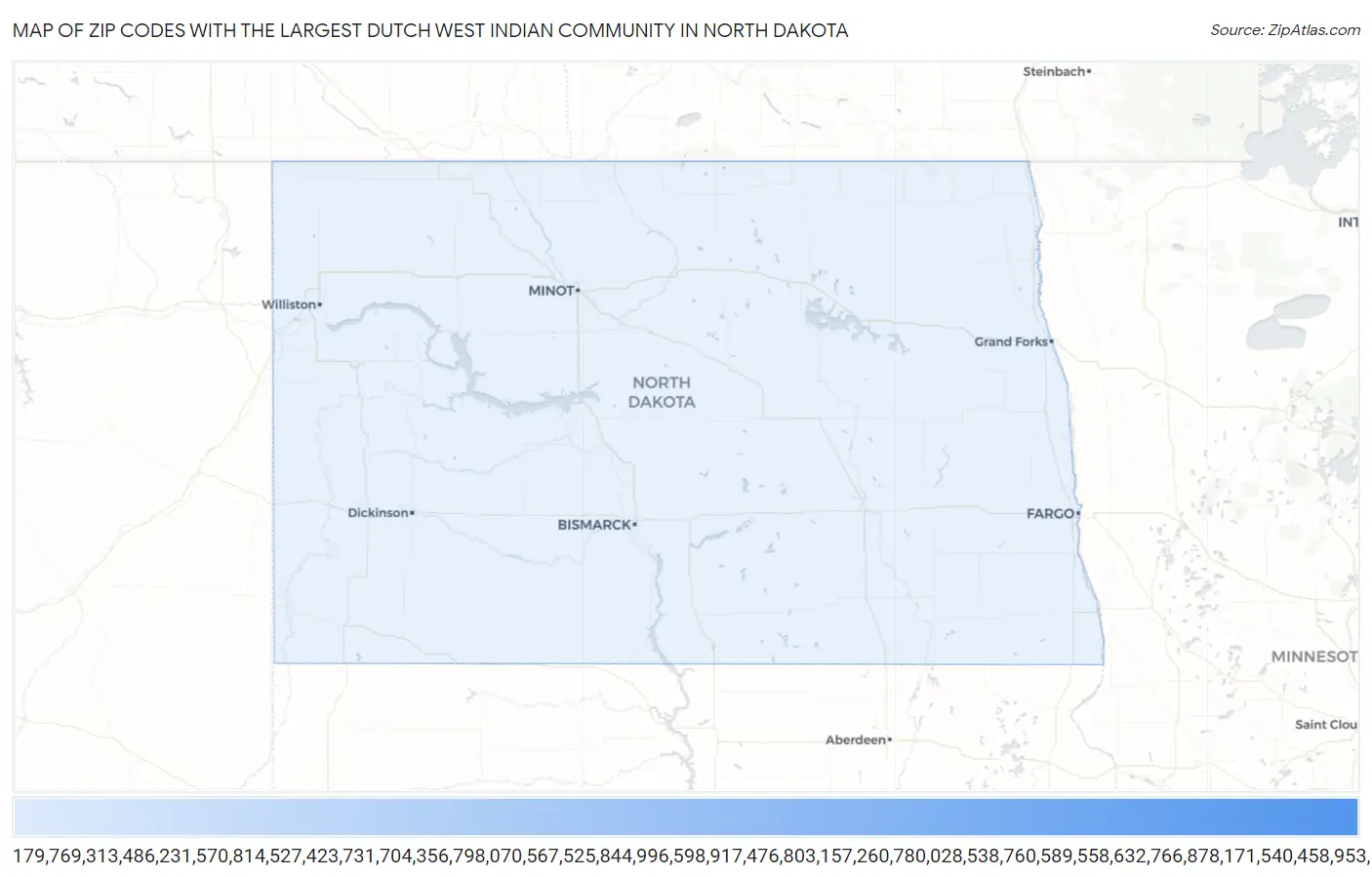 Zip Codes with the Largest Dutch West Indian Community in North Dakota Map