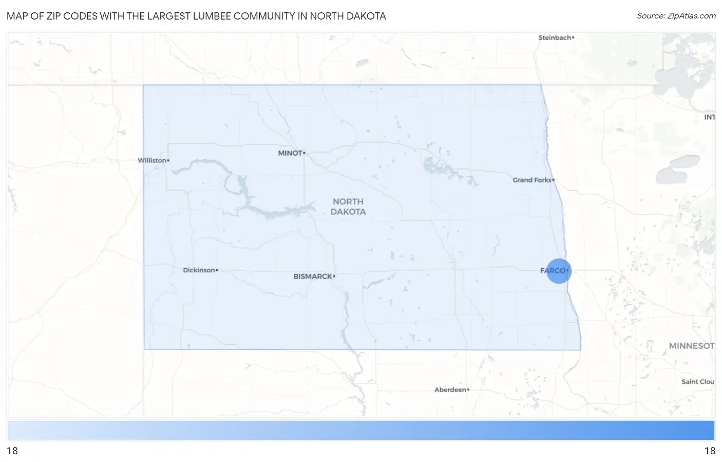 Zip Codes with the Largest Lumbee Community in North Dakota Map