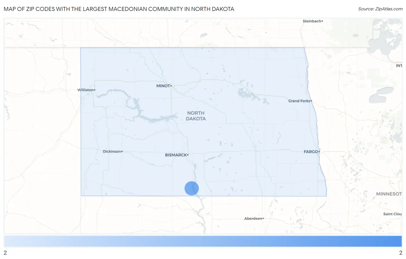 Zip Codes with the Largest Macedonian Community in North Dakota Map