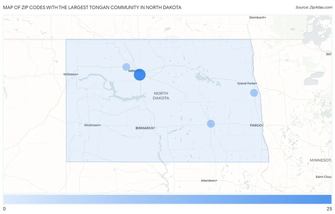 Zip Codes with the Largest Tongan Community in North Dakota Map