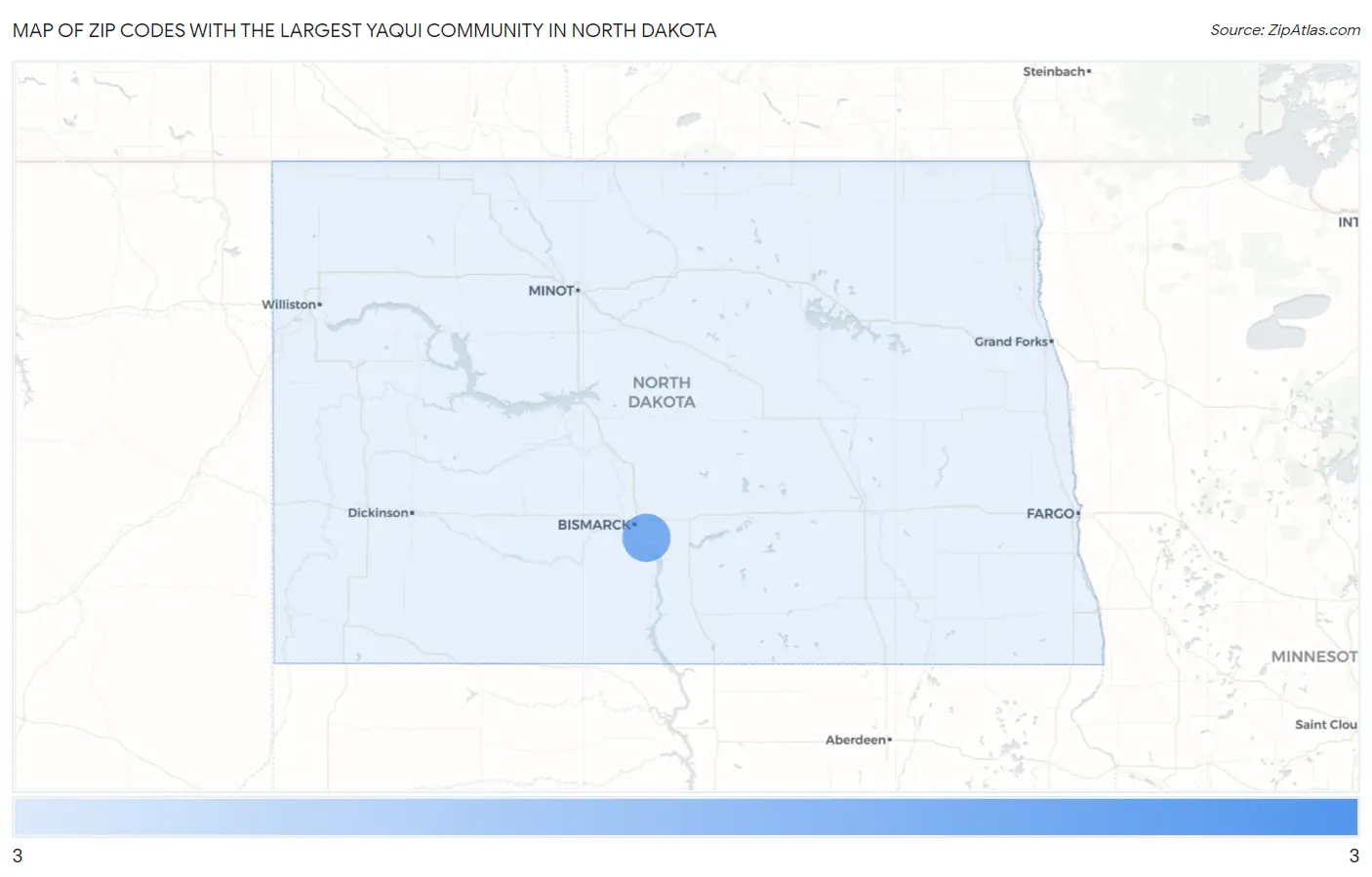 Zip Codes with the Largest Yaqui Community in North Dakota Map