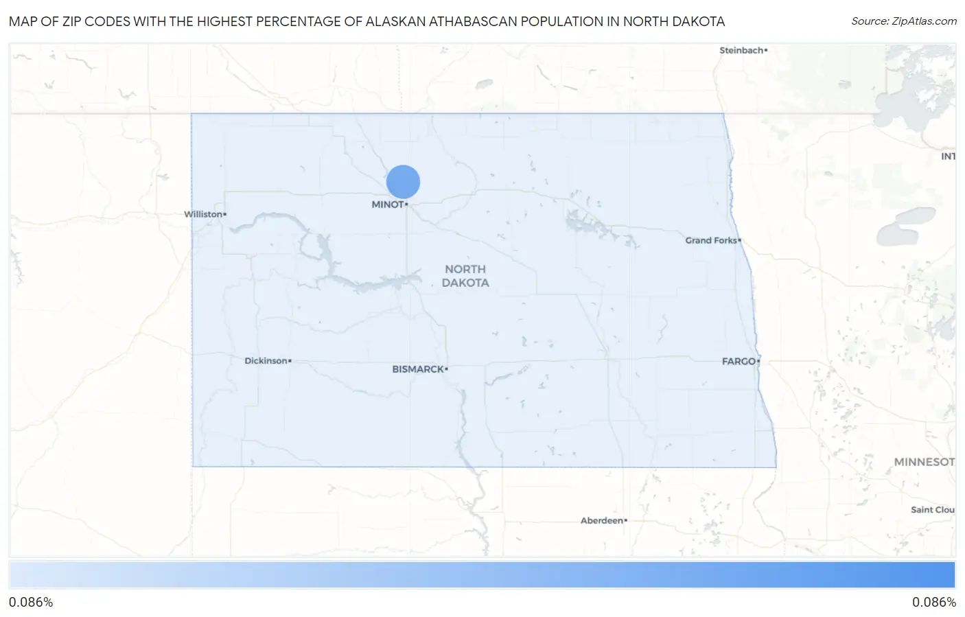 Zip Codes with the Highest Percentage of Alaskan Athabascan Population in North Dakota Map