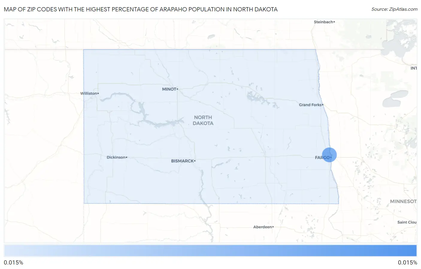 Zip Codes with the Highest Percentage of Arapaho Population in North Dakota Map