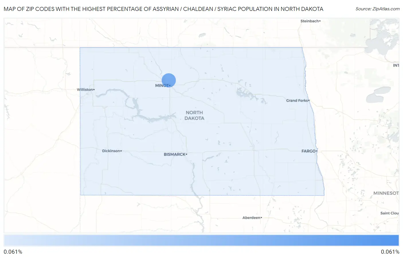 Zip Codes with the Highest Percentage of Assyrian / Chaldean / Syriac Population in North Dakota Map