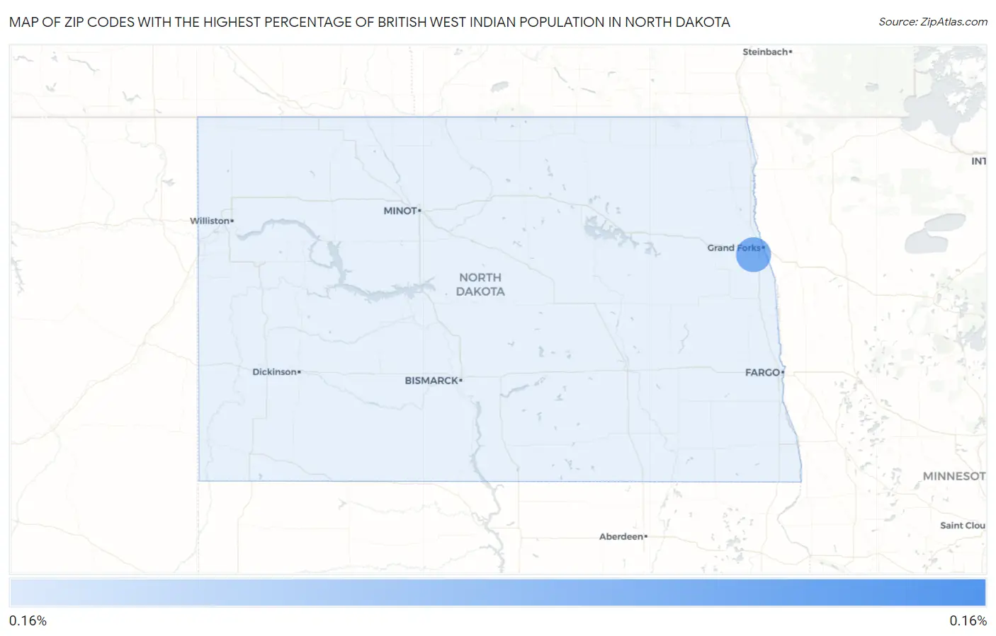 Zip Codes with the Highest Percentage of British West Indian Population in North Dakota Map