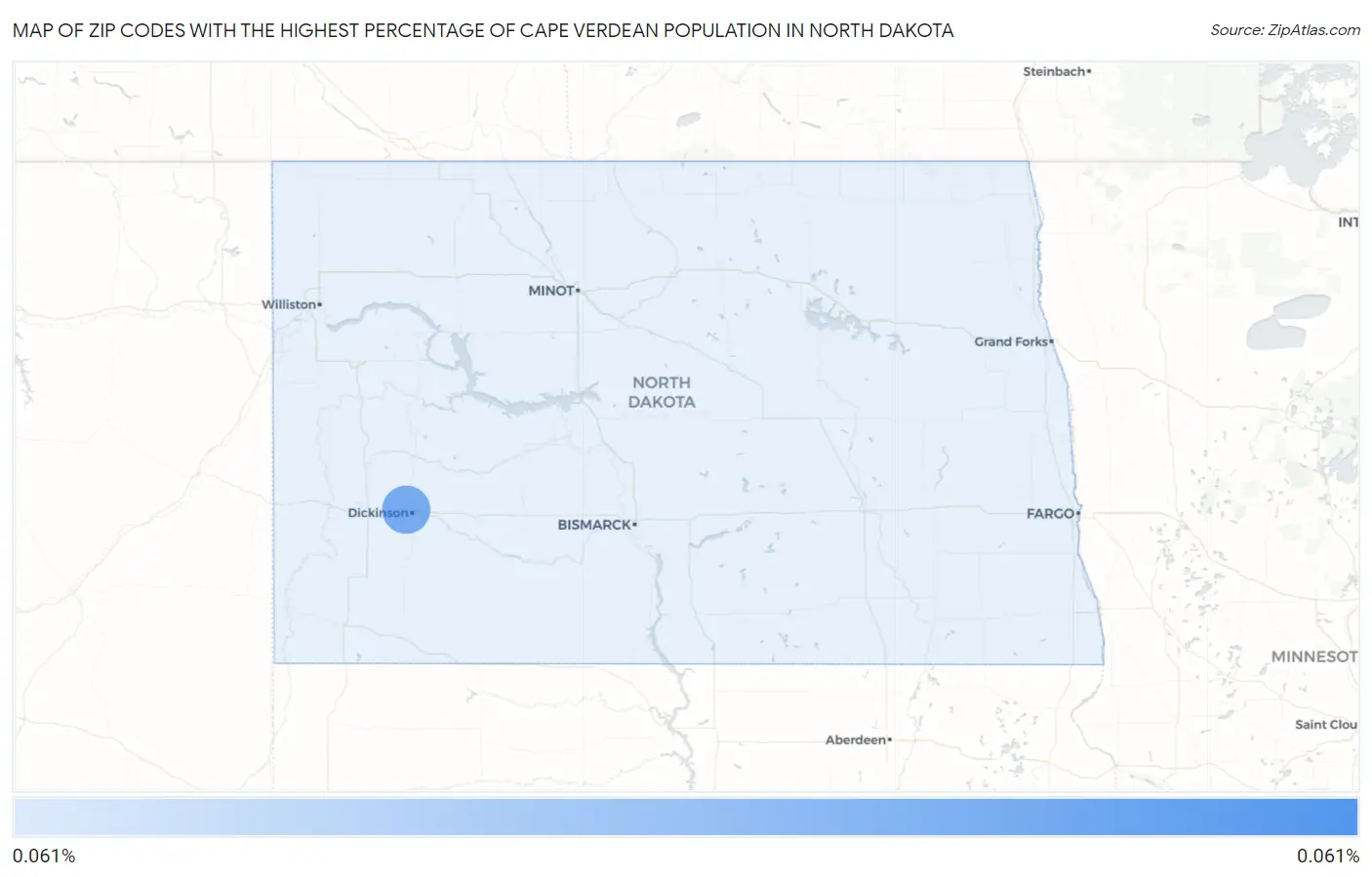 Zip Codes with the Highest Percentage of Cape Verdean Population in North Dakota Map