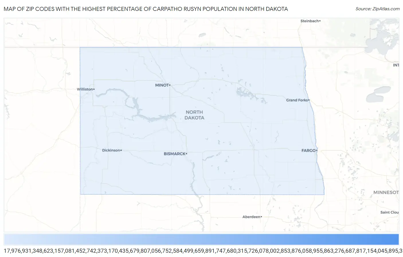 Zip Codes with the Highest Percentage of Carpatho Rusyn Population in North Dakota Map