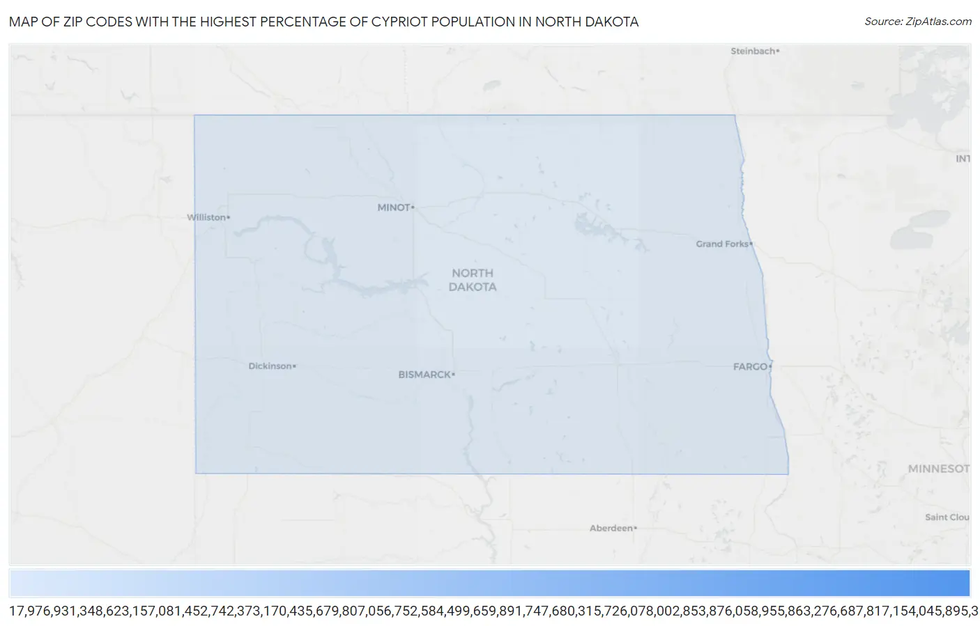 Zip Codes with the Highest Percentage of Cypriot Population in North Dakota Map