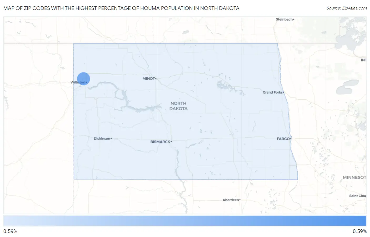 Zip Codes with the Highest Percentage of Houma Population in North Dakota Map