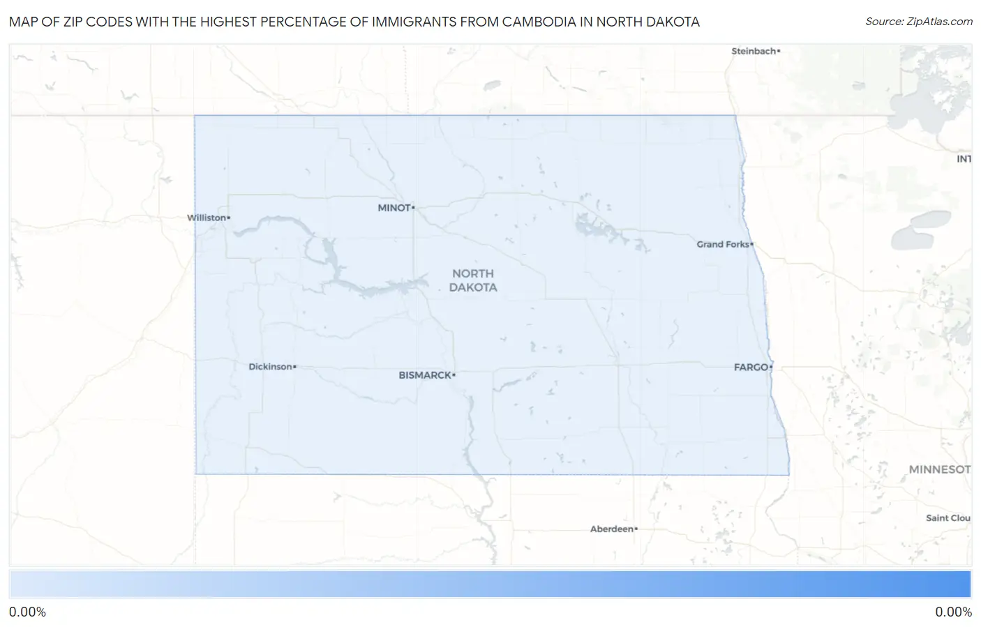 Zip Codes with the Highest Percentage of Immigrants from Cambodia in North Dakota Map