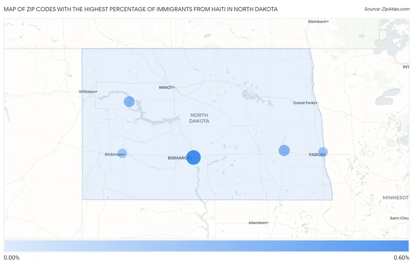 Zip Codes with the Highest Percentage of Immigrants from Haiti in North Dakota Map