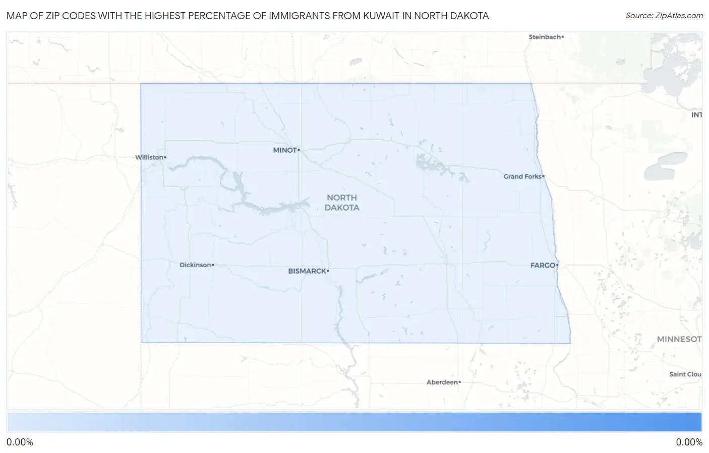 Zip Codes with the Highest Percentage of Immigrants from Kuwait in North Dakota Map