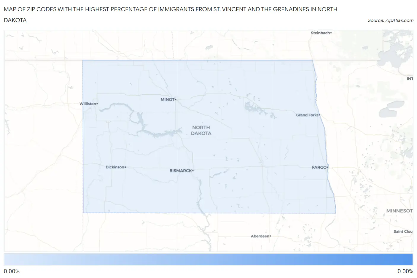 Zip Codes with the Highest Percentage of Immigrants from St. Vincent and the Grenadines in North Dakota Map