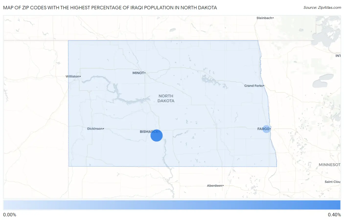 Zip Codes with the Highest Percentage of Iraqi Population in North Dakota Map
