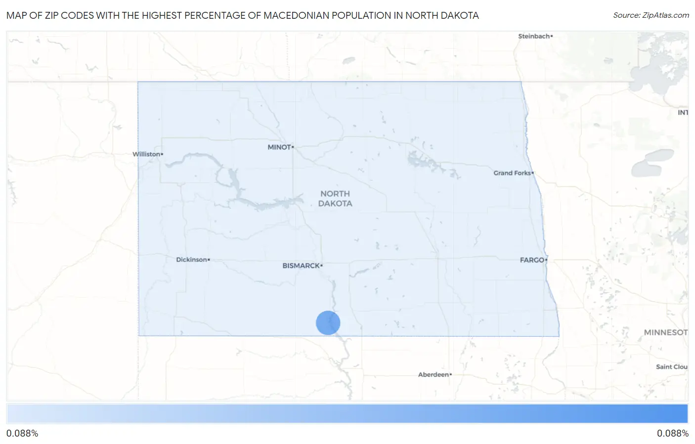 Zip Codes with the Highest Percentage of Macedonian Population in North Dakota Map
