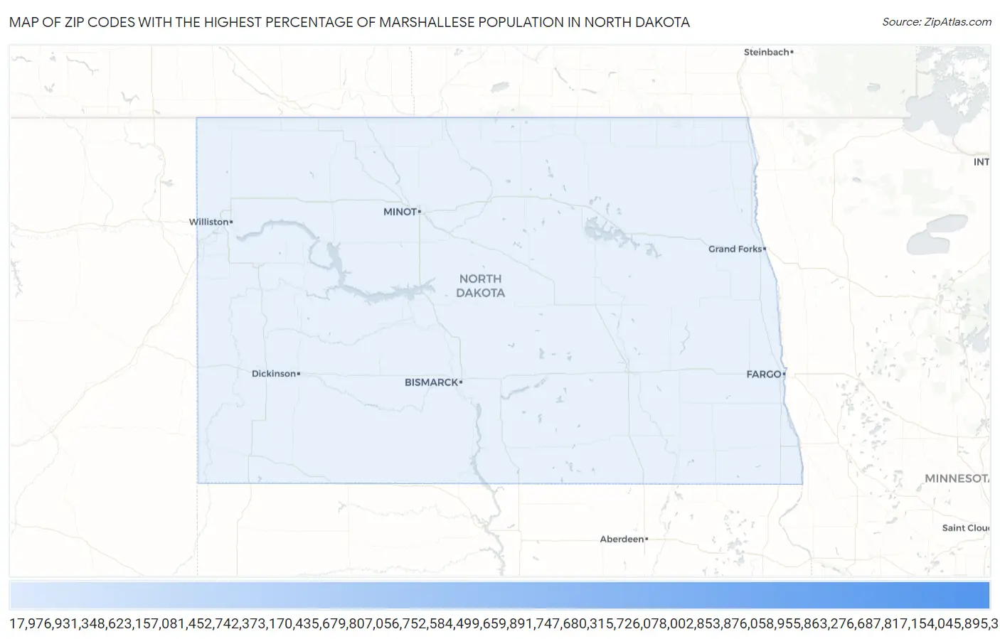 Zip Codes with the Highest Percentage of Marshallese Population in North Dakota Map