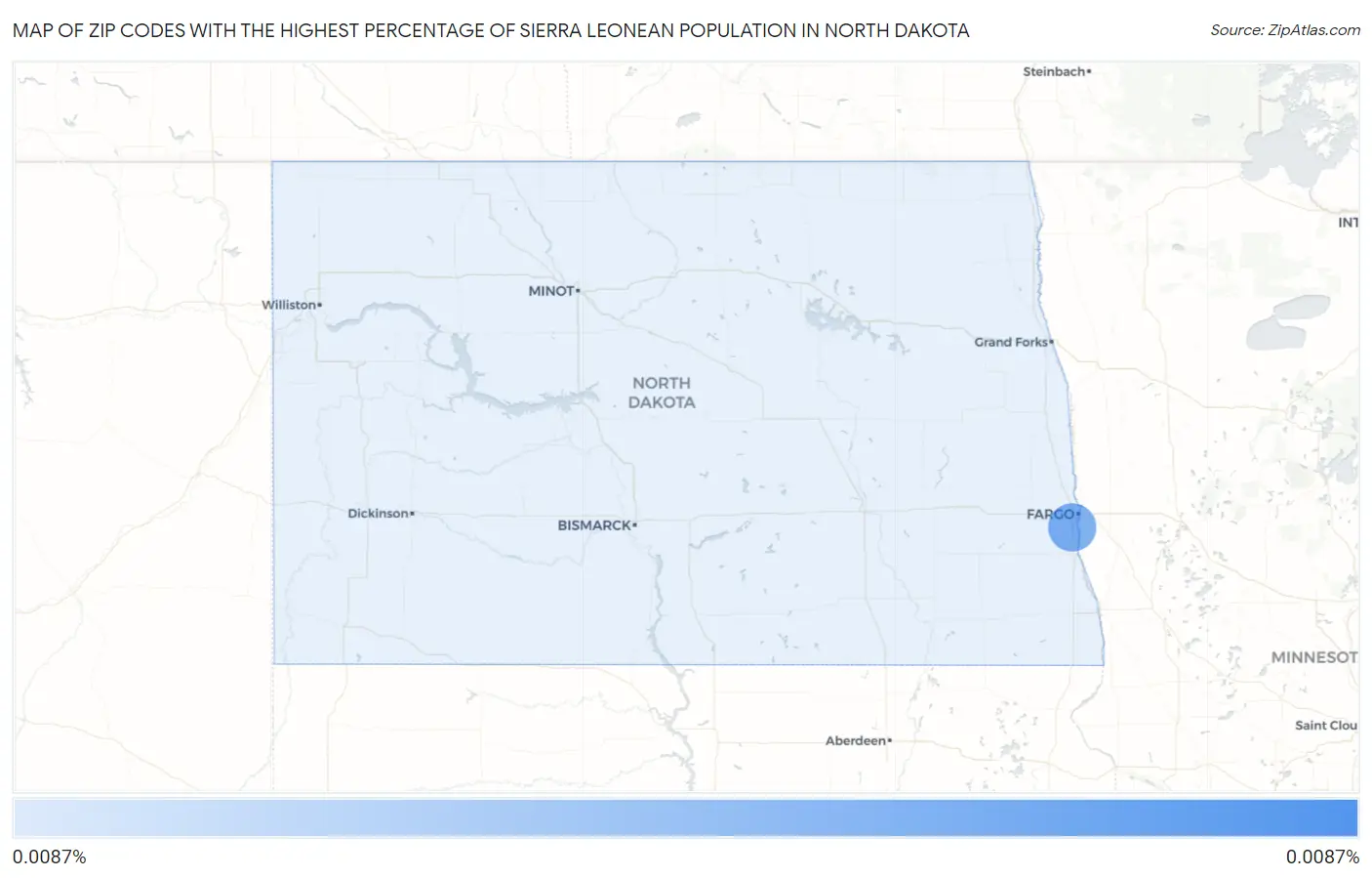 Zip Codes with the Highest Percentage of Sierra Leonean Population in North Dakota Map