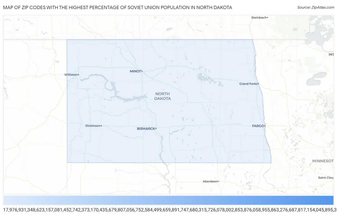 Zip Codes with the Highest Percentage of Soviet Union Population in North Dakota Map