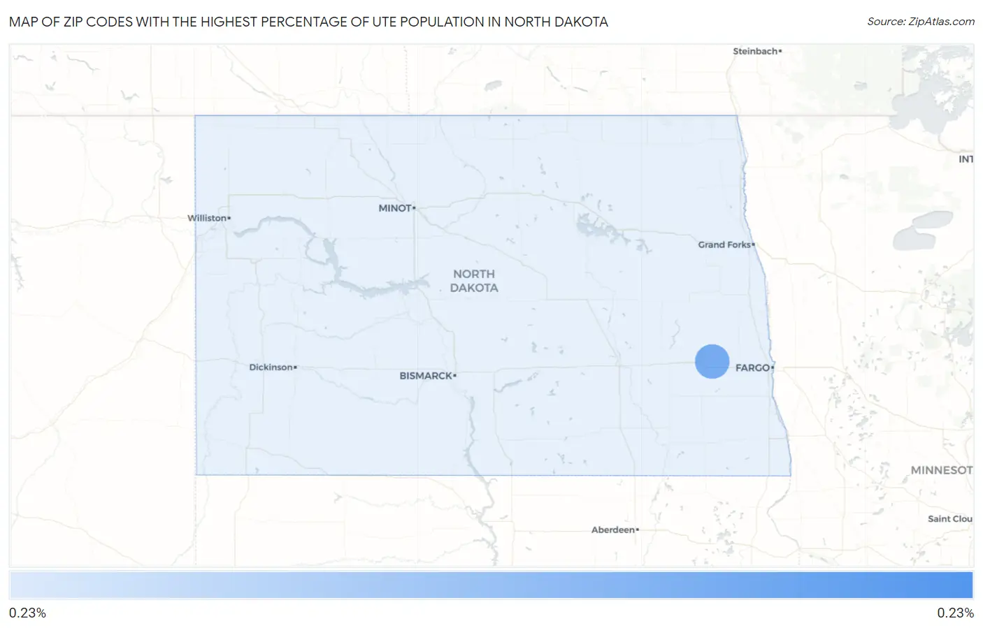 Zip Codes with the Highest Percentage of Ute Population in North Dakota Map