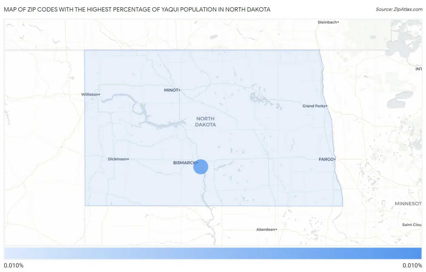 Zip Codes with the Highest Percentage of Yaqui Population in North Dakota Map