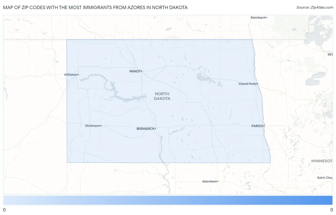 Zip Codes with the Most Immigrants from Azores in North Dakota Map