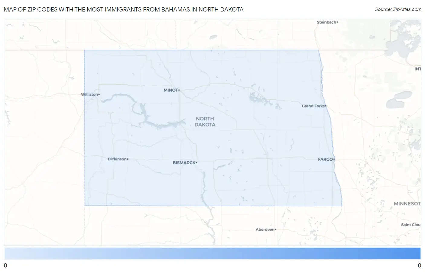 Zip Codes with the Most Immigrants from Bahamas in North Dakota Map